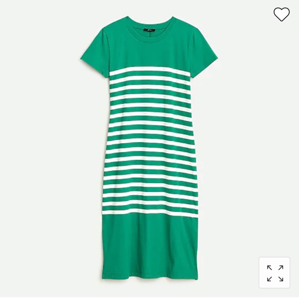 JCrew green and white striped dress NWT